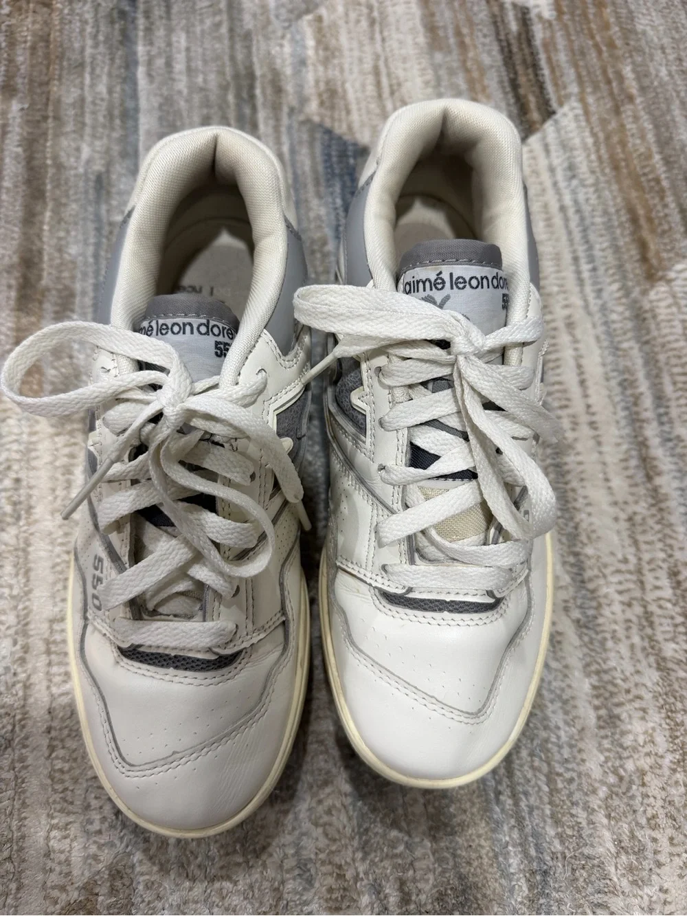 New Balance Kids White and Gray Sneakers